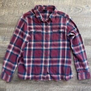 Patagonia Women's  Plaid Flannel Button Down Shirt Organic Cotton Size 12 Pink